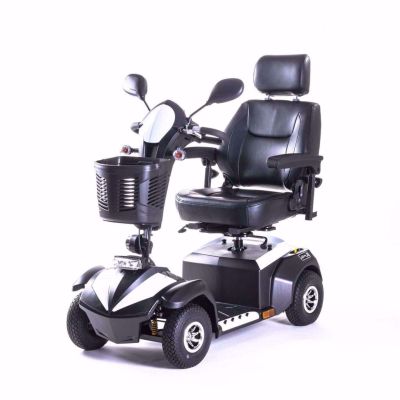 Elektroscooter Xenata S in Schwarz mit Korb, Spiegeln und Drehsitz