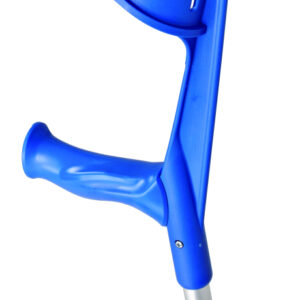 Unterarmgehstütze Magic-Soft von Rebotec mit blauer Armschale und Griff, Aluminiumrohr