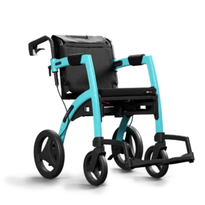 Rollz Motion als Kombination aus Rollator und Rollstuhl mit grossen Rädern und Fussstützen