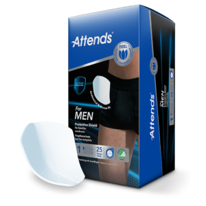 Attends for Men Inkontinenz-Einlage, anatomisch geformte Tropfschutz-Vorlage, mit Verpackung