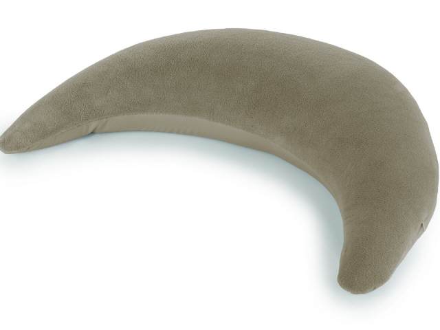 Plüschmond Stützkissen in Taupe, gebogenes Lagerungskissen in Halbmondform