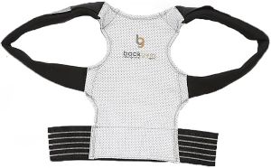 backgym Sport, schwarz-weisse Haltungsweste mit Schultergurten und Bauchband zur Rücken-Aufrichtung