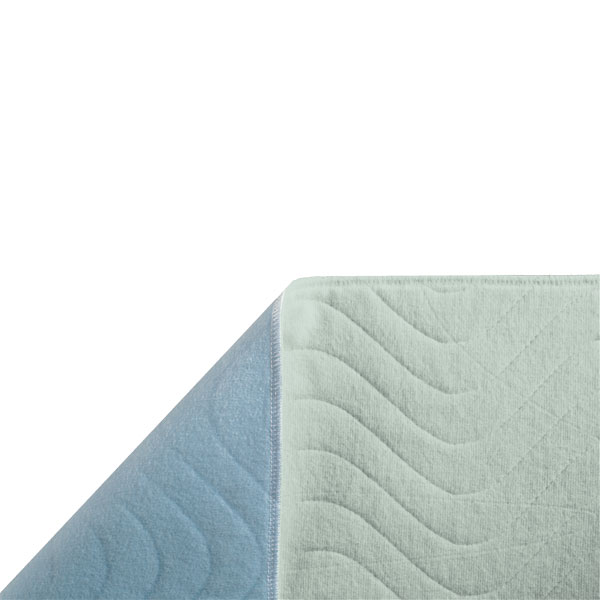 Bettauflage Suprima, gesteppte Molton-Auflage mit grüner Ober- und blauer Unterseite, Ecke