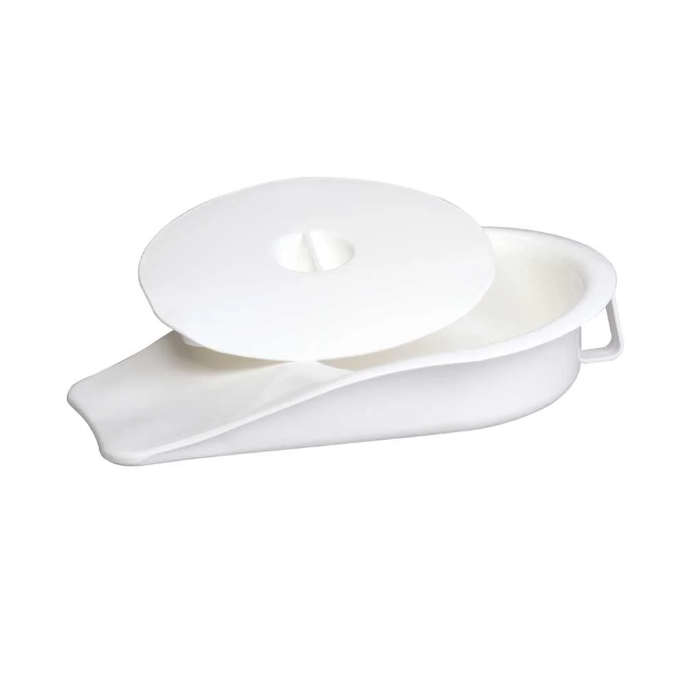 Steckbecken in Weiss mit abnehmbarem Deckel und seitlichem Griff