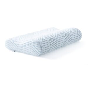 Tempur Shape Schlafkissen, ergonomisches Nackenkissen mit hellblauem Wellen-Bezug
