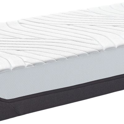 Tempur Pro SmartCool Matratze Medium Firm, weisse Steppoberflaeche, dunkler Sockel