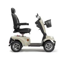 Elektroscooter CERES Swiss Edition in Beige, Seitenansicht mit Drehsitz und Korb