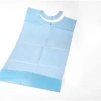 Schutzlätzchen aus hellblauem Vlies-Papier mit ausgeschnittenem Halsausschnitt, zum Einmalgebrauch
