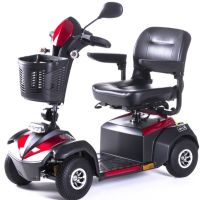 Elektroscooter Nireto S in Rot-Schwarz, vierrädriges Seniorenmobil mit Polstersitz, Korb und Spiegel