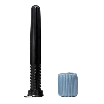 Doff n Donner Set, schwarze Rollhilfe mit blauer Manschette zum An- und Ausziehen von Kompressionsstrümpfen