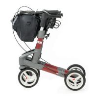 Rollator Topro Troja 5G in Rot, Seitenansicht mit Tasche und vier Raedern