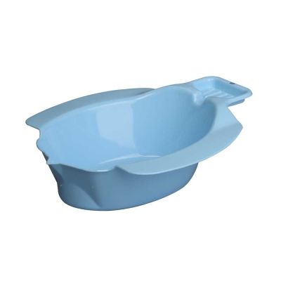 Bidetbecken in Hellblau, ovale Form mit Ausgiesser zum Auflegen auf die Toilette