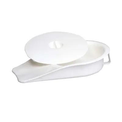 Steckbecken in Weiss mit abnehmbarem Deckel und seitlichem Griff