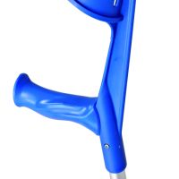 Unterarmgehstütze Magic-Soft von Rebotec mit blauer Armschale und Griff, Aluminiumrohr