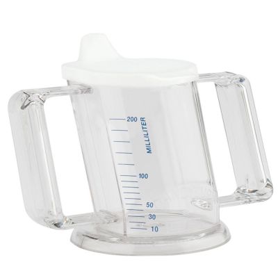 Trinkbecher Handy-Cup mit zwei Griffen und Schnabelaufsatz in mehreren Farben