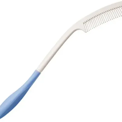 Beauty Stielkamm mit langem Griff, weissem Kamm und blauem Griffende