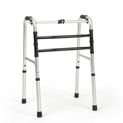 Gehgestell Lyna II aus Aluminium, hoehenverstellbar mit schwarzen Quergriffen