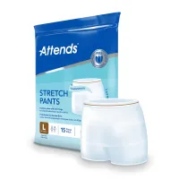 Attends Stretch Pants Verpackung mit weisser Fixierhose mit kurzem Bein