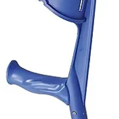 Unterarmgehstütze Magic-Soft von Rebotec mit blauer Armschale und Griff, Aluminiumrohr