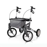 Rollator Topro Olympos mit Aluminiumrahmen, grauer Tasche und grossen geländegängigen Rädern