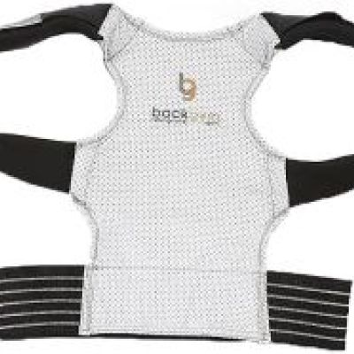 backgym Sport, schwarz-weisse Haltungsweste mit Schultergurten und Bauchband zur Rücken-Aufrichtung
