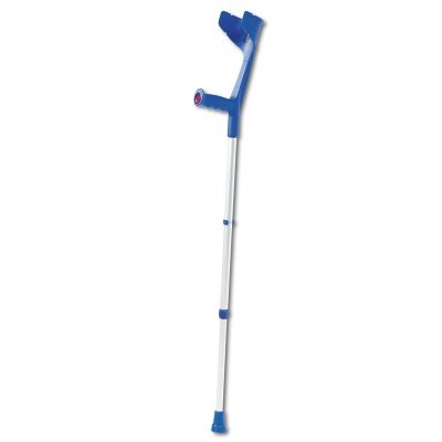Blaue anatomische Unterarmgehstütze soft mit Aluschaft und Armmanschette