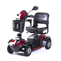 Elektroscooter Nireto S in Schwarz, dreiraedrig mit Ledersitz und Scheinwerfer