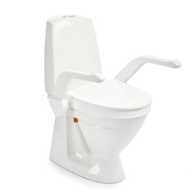Toilettenerhöhung my-loo fix mit Armlehnen, weisse WC-Sitzerhöhung mit Deckel und seitlichen Stützgriffen