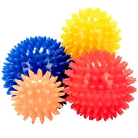 Igelball-Set, vier Noppenbälle in Blau, Rot, Gelb und Orange für Massage und Therapie