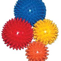 Igelball-Set, vier Noppenbälle in Blau, Rot, Gelb und Orange für Massage und Therapie