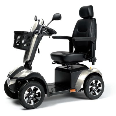 Elektroscooter Mercurius 4D in Silber-Anthrazit mit Drehsitz und vier Raedern