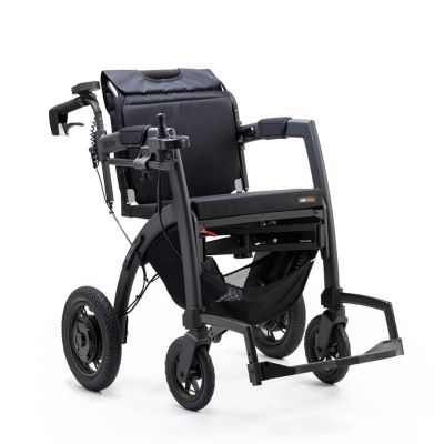 Rollzmotion Elektro 3in1 in mattem Schwarz mit Joystick, Sitz und gepolsterter Rueckenlehne