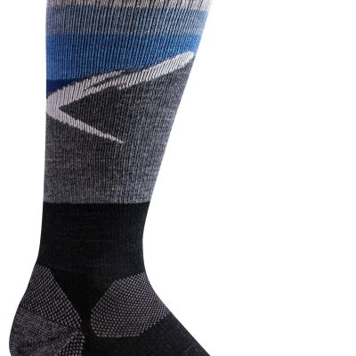 Sockwell Socken in Grau-Schwarz mit blauem Streifen und Zickzackmuster, kniehohe Kompressionssocke
